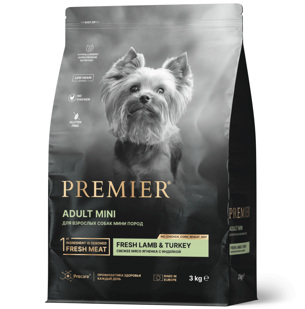 Корм Premier Dog Fresh Lamb & Turkey Adult Mini с ягненком и индейкой для собак мелких пород