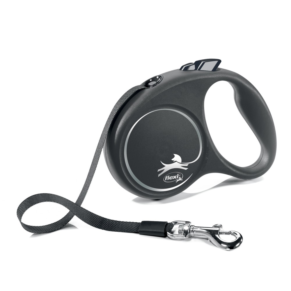 Рулетка Flexi Black Design S (до 15 кг) 5 м лента черный/серебро