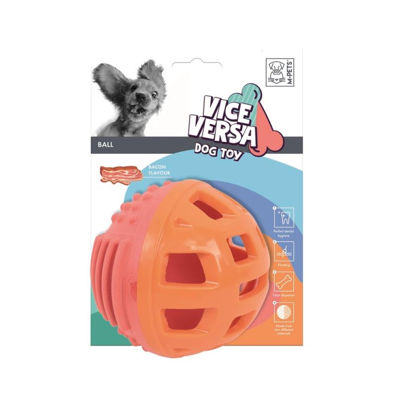 M-PETS Мяч для собаки с запахом бекона для лакомств Вайс Верса, диаметр 12.59 смn