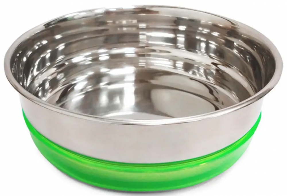Миска Триол металлическая с салатовой резинкой, 0,49л