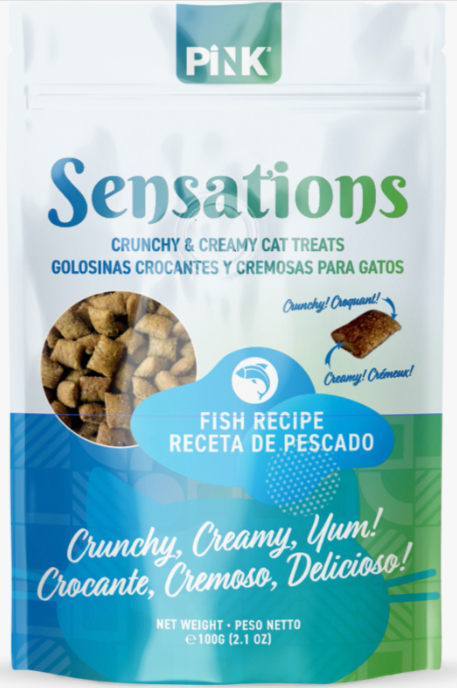 Лакомство Pink Sensation для кошек Хрустящие подушечки с лососем 100 г