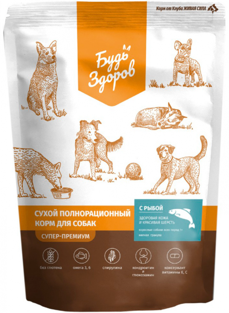 Будь Здоров (Живая сила) МИНИ Лосось для собак. 400 г