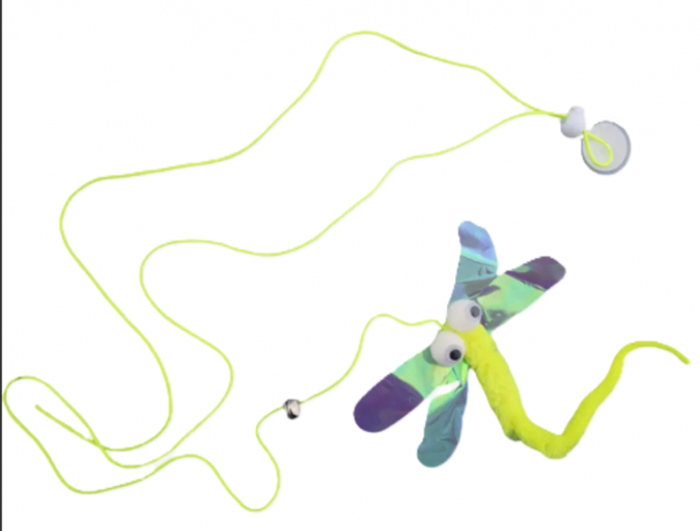 Дразнилка (Wogy) Стрекоза 20х10см с колокольчиком на резинке l=140см, для кошек