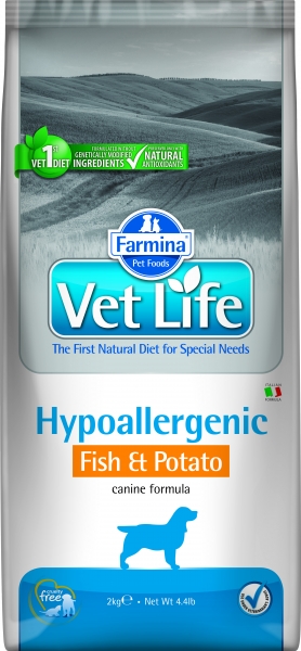 Корм Vet Life Диета для собак при пищевой аллергии с рыбой и картофелем (Hypoallergenic) 12 кг