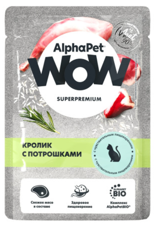Консервы AlphaPet WOW Кролик с потрошками для кошек 85 г: СОУС
