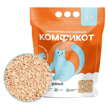 Наполнитель Комфикот кукурузный впитывающий, 5 л