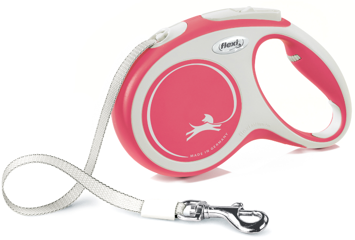 flexi рулетка NEW LINE Comfort M (до 25 кг) лента 5 м серый/красный