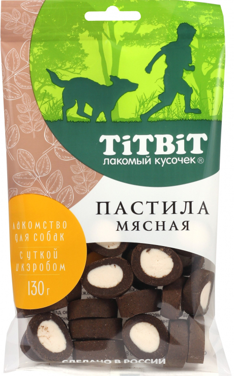 Лакомство TiTBiT для собак, пастила мясная, с уткой и кэробом, 130 г