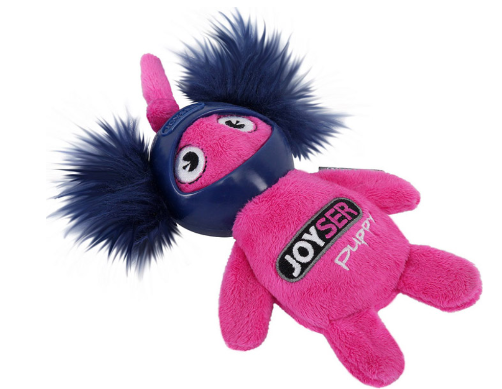 Joyser Puppy Игрушка Белка в резиновом шлеме для собак, с пищалкой, S, розовая, 14 см