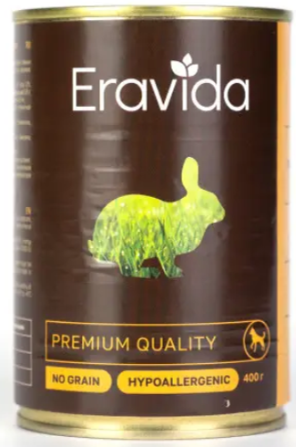 Консерва Eravida для взрослых собак с кусочками кролика: ПАШТЕТ 400 г