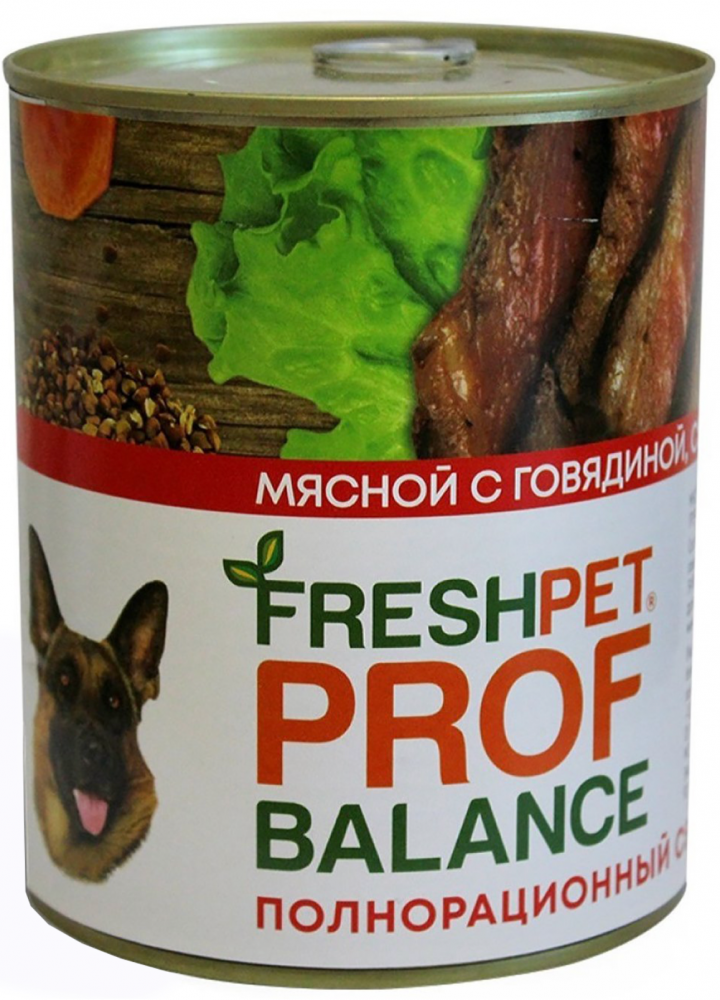 консервы Freshpet Profbalance для собак, с говядиной, сердцем и гречкой, 850 г