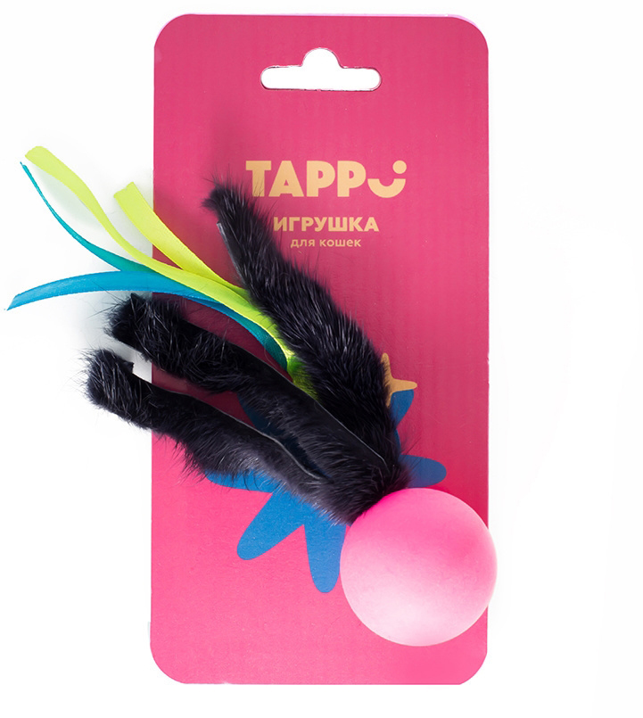 Tappi мяч &quot;Нолли&quot; с хвостом из натурального меха норки и лент