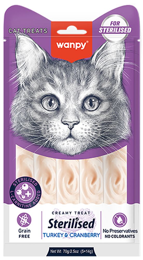 Wanpy Cat Лакомство для кошек «нежное пюре» из тунца с клюквой 70 г