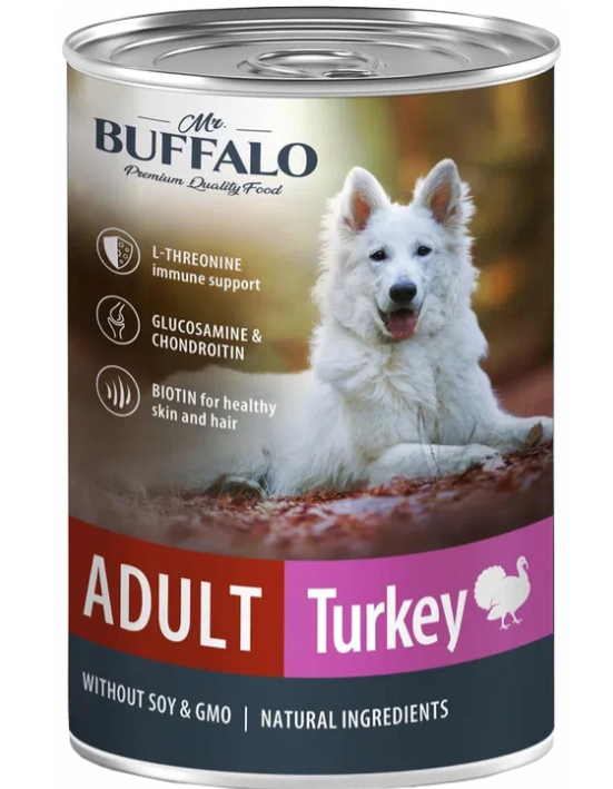Корм Mr. Buffalo Turkey (консерв.) для собак, с индейкой, 400 г
