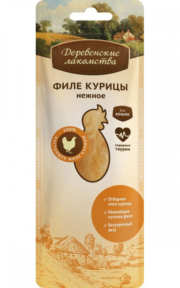 Деревенские лакомства &quot;Филе курицы&quot; нежное для кошек 10 г