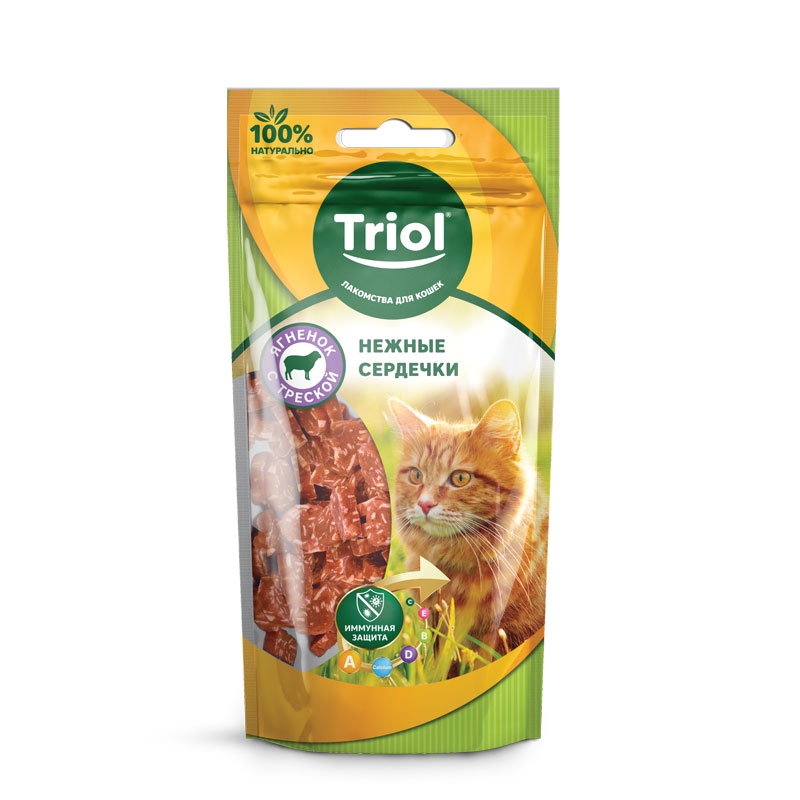 Лакомство Триол нежные сердечки из ягненка с треской 40 г