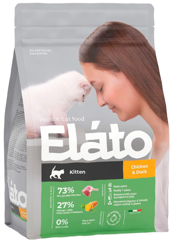 Корм сухой для котят Elato Holistic Элато Холистик полнорационный корм с курицей и уткой