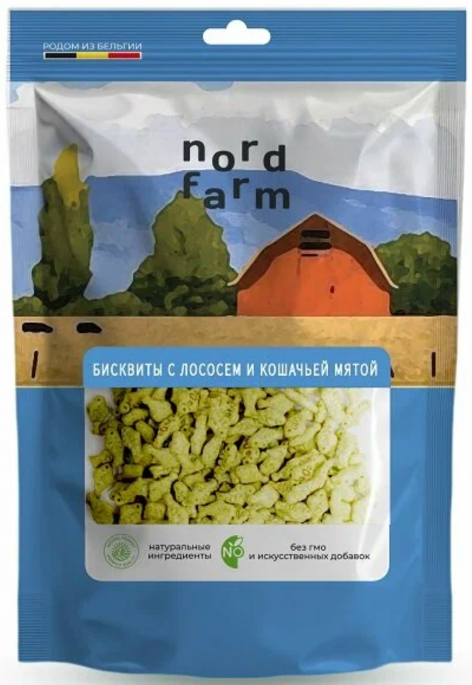Лакомство Nord Farm Бисквиты с лососем и кошачьей мятой 90 г для кошек