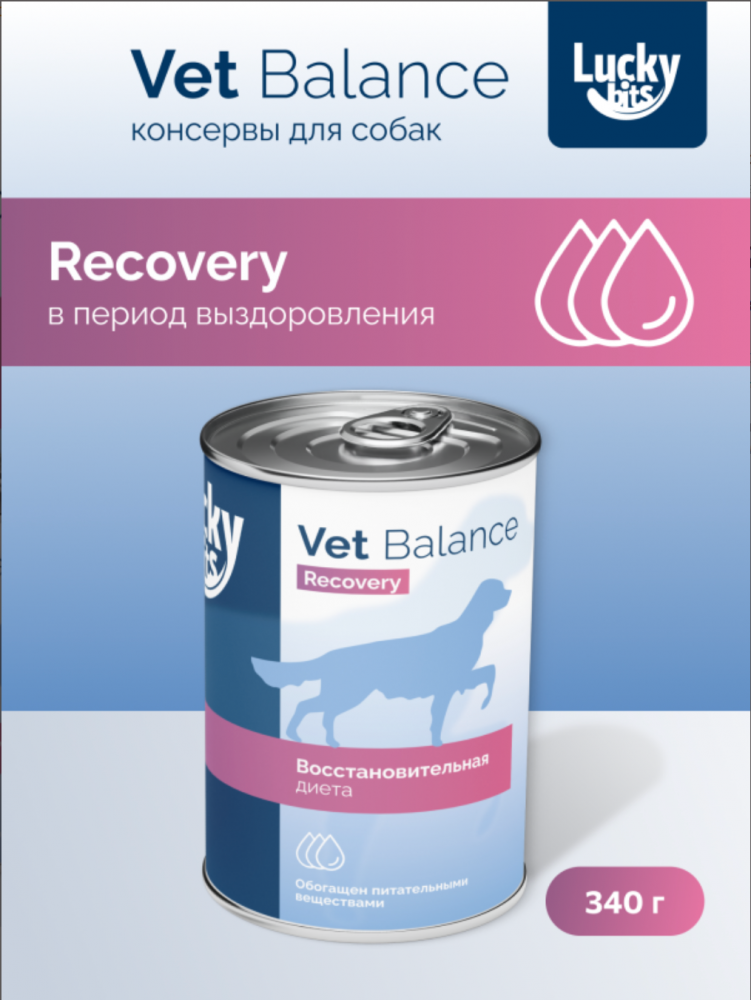 Консервы для собак Lucky bits Recovery в период анорексии, выздоровления, 340 г