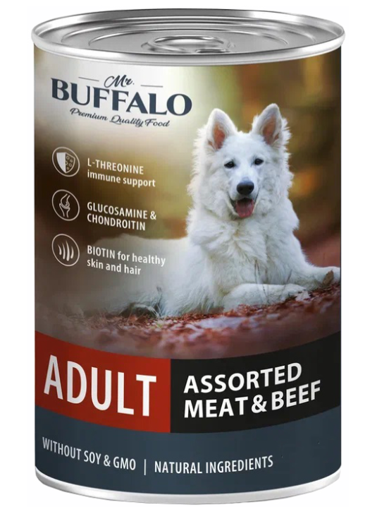 Корм Mr. Buffalo Assorted Meat &amp; Beef (консерв.) для собак, мясное ассорти с говядиной, 400г