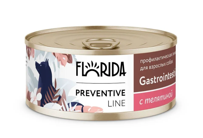 Корм Florida Preventive Line Gastrointestinal (консерв.) для собак, для здоровья ЖКТ, с телятиной, 100 г