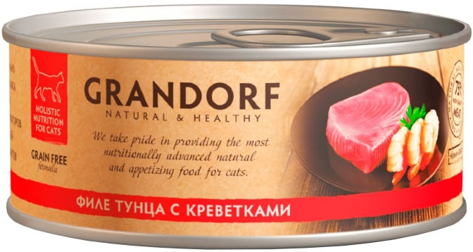 Консервы Grandorf для кошек &quot;Филе тунца с креветками&quot; 70 г