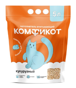 Наполнитель Комфикот кукурузный впитывающий, 5 л
