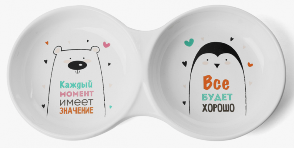 Миска Триол керамическая двойная "Север", 2*0,2л