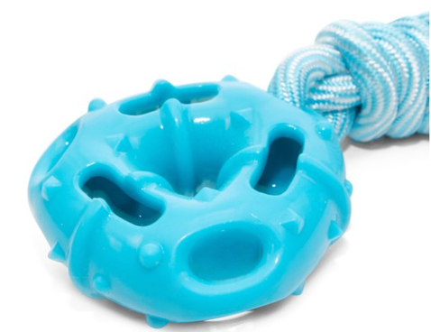 Игрушка для собак из термопластичной резины "Пончик с веревкой", 80/290мм