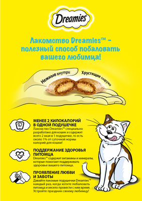 Лакомство для кошек Dreamies лакомые подушечки Микс Курица+мята 60 г