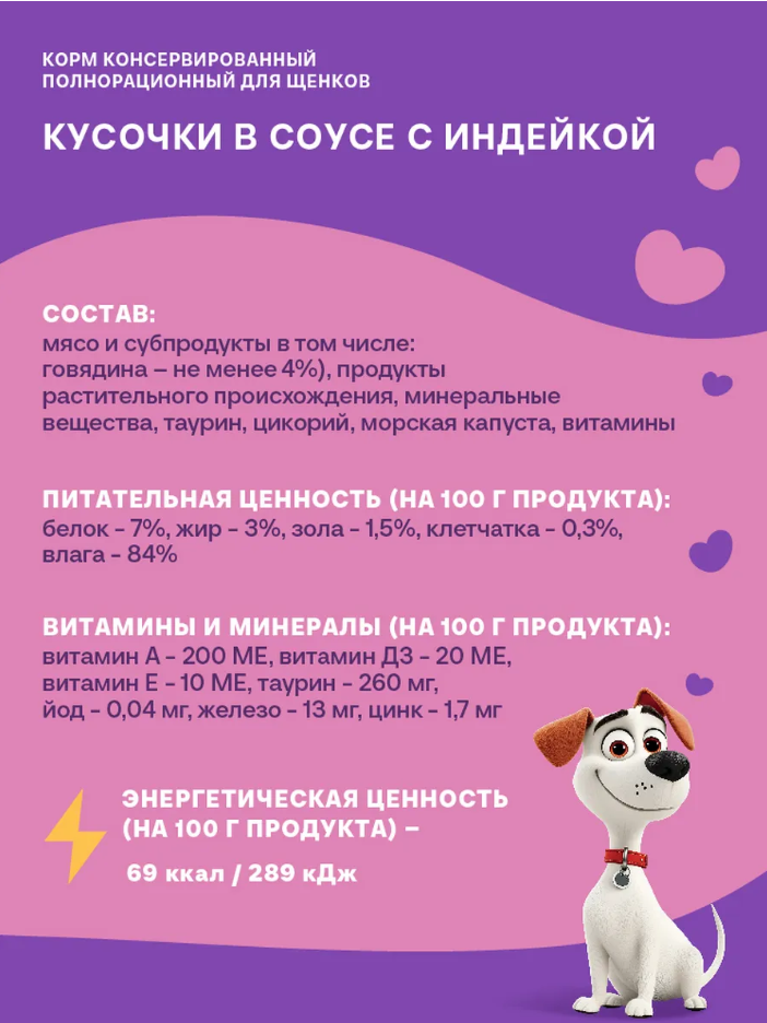 Консерва Хаппи Лаппи Индейка (пауч) для ЩЕНКОВ 75 г: СОУС