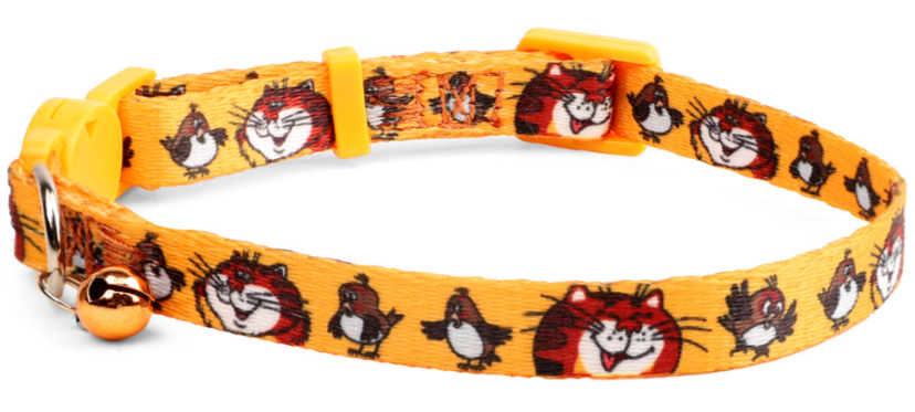 Triol СОЮЗМУЛЬТФИЛЬМ Ошейник нейлоновый с колокольчиком "Кот и воробьи" XS, оранжевый, 10*180-270мм