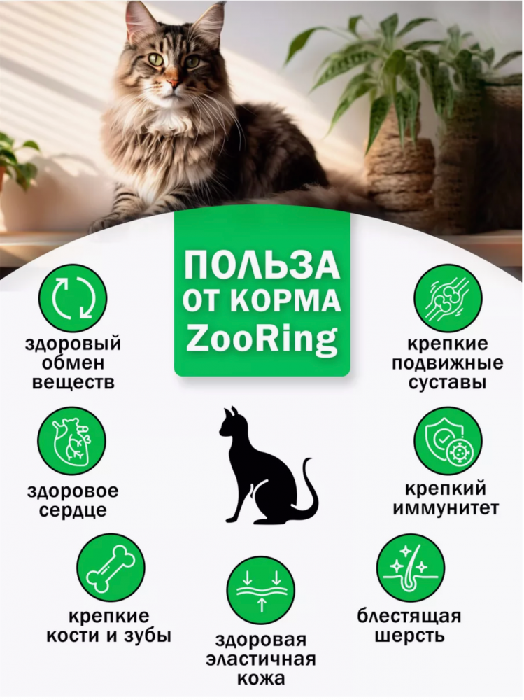 Корм Зооринг МАКС ИНДЕЙКА с глюкозамином и хондроитином для кошек