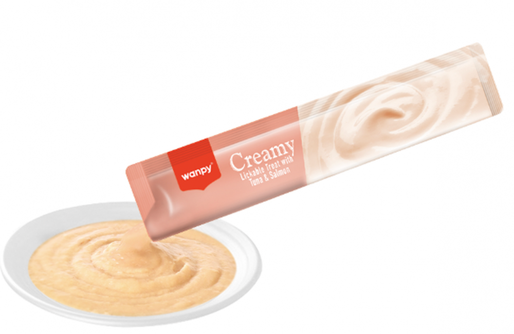 Wanpy Cat Лакомство для кошек "нежное пюре" из тунца и лосося 25 шт х14 г