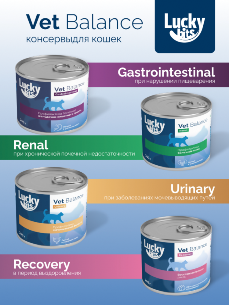 Консервы для кошек Lucky bits Urinary профилактика при заболеваниях мочевыводящих путей, 240 г