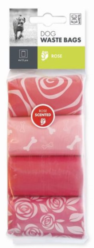 M-PETS Пакеты гигиенические для выгула собак, с ароматом розы, 60 шт