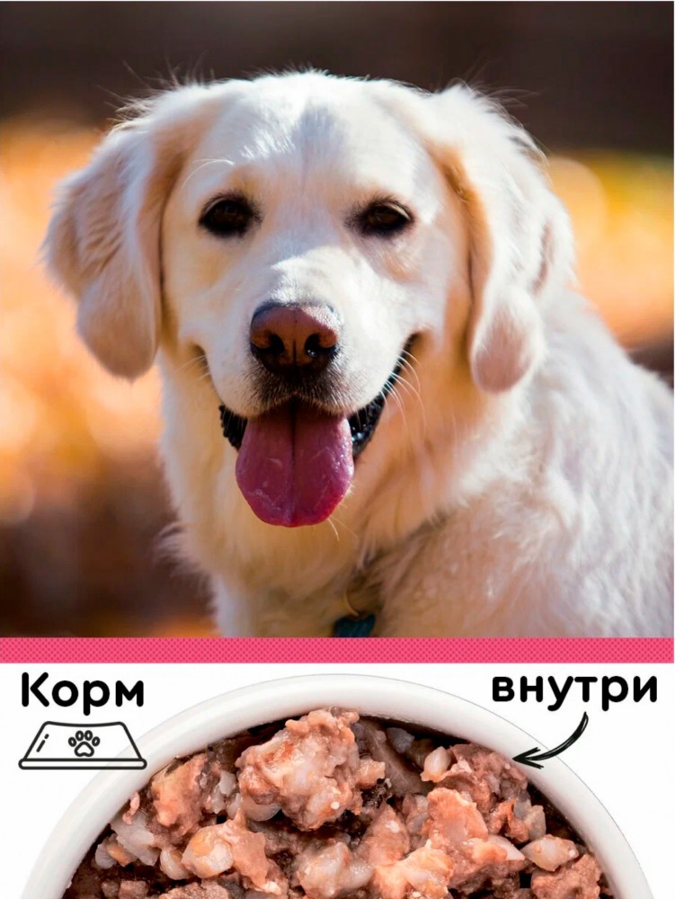 Корм Вкусмясина (консерв.) для собак крупных пород, говядина с гречкой, 850 г