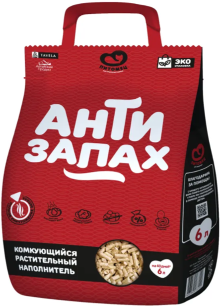Наполнитель Питомец Антизапах растительный 6 л